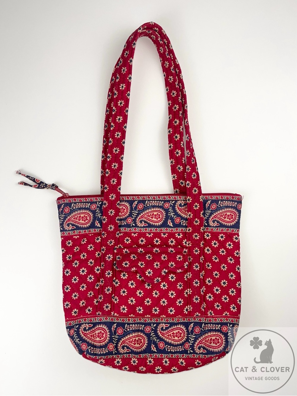 Vera Bradley 2003 Americana Red Quilted Floral Paisley Vintage Tote Bag